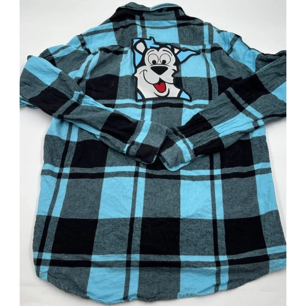 Angry Minnow Clothing Co Men's L‎ Blue Plaid Long Sleeve Button Down Flannel